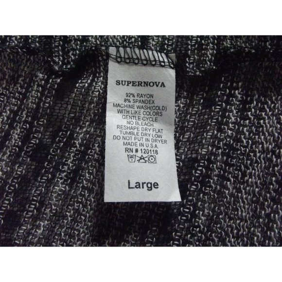 Super Nova Size Large Black & White Lightweight Cascading Cardigan Sweater L - Picture 6 of 6